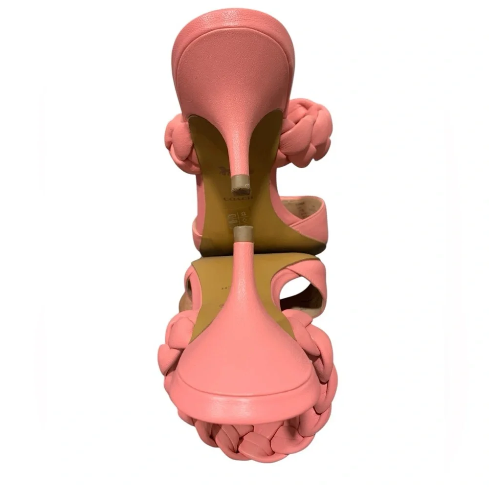 Coach Womens Mollie Pink Leather Slip On Open Toe Heel Sandals Shoes‎ SZ 7 - Picture 8 of 9